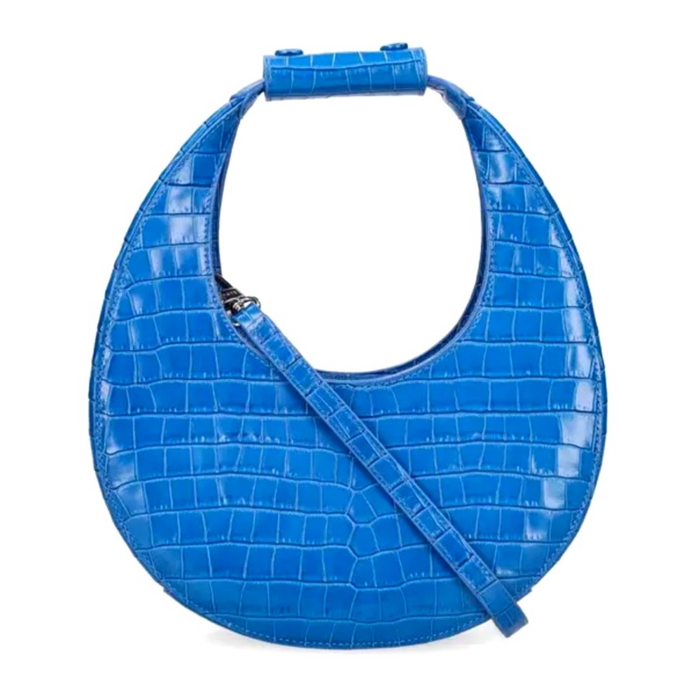 🌺🎉2XHP🎉🌺 NWT Staud Mini Moon Crocodile Embossed Bag Island Blue - Picture 12 of 16